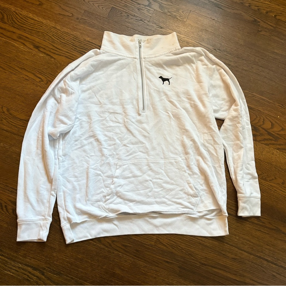 PINK Victoria's Secret White Zip-Up Sweater